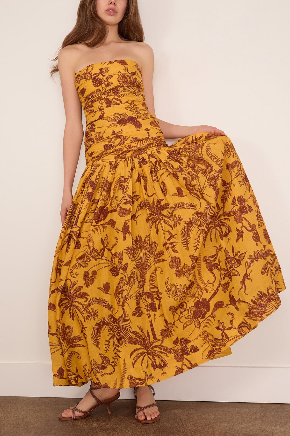 Alemais Banana Blossom Ruched Gown in Multi