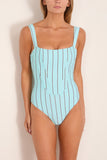 Staud Adelaide One Piece in Pool Stripe