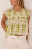 Hunter Bell Delphine Top in Green Trellis