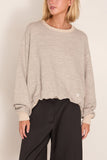 R13 New York 13 Balloon Crewneck in Heather Grey with Oatmeal