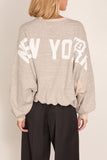 R13 New York 13 Balloon Crewneck in Heather Grey with Oatmeal