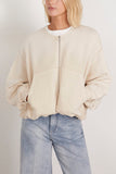 R13 Balloon Zip-Up Crewneck in Natural Off-White