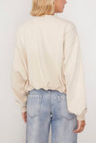 R13 Balloon Zip-Up Crewneck in Natural Off-White