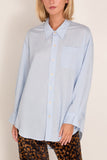 R13 Drop Neck Shirt in Light Blue Multi Stripe