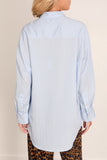R13 Drop Neck Shirt in Light Blue Multi Stripe