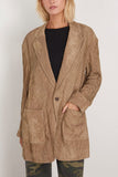 R13 Elongated Oversized Ragged Blazer in Dusty Khaki