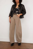 R13 Relaxed Button Front Leather Jacket in Black