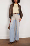 R13 Boyfriend Leather Bomber in Brown