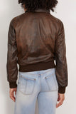 R13 Boyfriend Leather Bomber in Brown