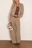 R13 Pleated Neck Jacket in Stone Grey