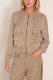 R13 Pleated Neck Jacket in Stone Grey