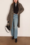 R13 Double Layer Reversible Raw Cut Coat in Khaki Black Mini Houndstooth