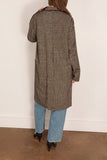 R13 Double Layer Reversible Raw Cut Coat in Khaki Black Mini Houndstooth
