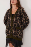 R13 Oversized Cardigan in Brown Leopard Mohair
