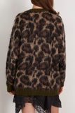 R13 Oversized Cardigan in Brown Leopard Mohair