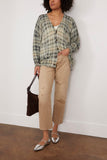 R13 Printed Oversized Cardigan in Grey Black Plaid