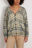 R13 Printed Oversized Cardigan in Grey Black Plaid