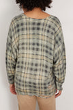 R13 Printed Oversized Cardigan in Grey Black Plaid