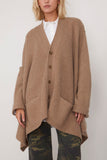 R13 Draped Front Ribbed Cardigan in Light Brown