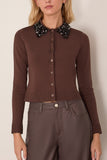 Simkhai Trae Collared Cardigan in Chocolate Black