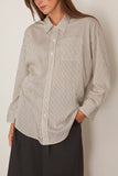 R13 Drop Neck Shirt in White and Black Stripe
