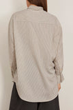 R13 Drop Neck Shirt in White and Black Stripe