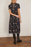 R13 Reversible Shredded Relaxed Midi Dress in Black Butterflies with Plaid