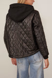 R13 Quilted Jacket with Hood in Black