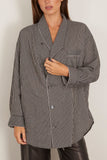 R13 Shawl Lapel Shirt in Black and White Stripe