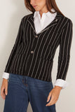 R13 Super Shrunken Sweater Blazer in Black and White Stripe