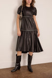 R13 Relaxed Midi Dress with Zipper Inserts in Black