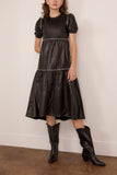 R13 Relaxed Midi Dress with Zipper Inserts in Black