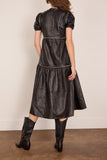 R13 Relaxed Midi Dress with Zipper Inserts in Black