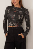 R13 Printed Baby Crewneck in Red Grey Black Butterfly