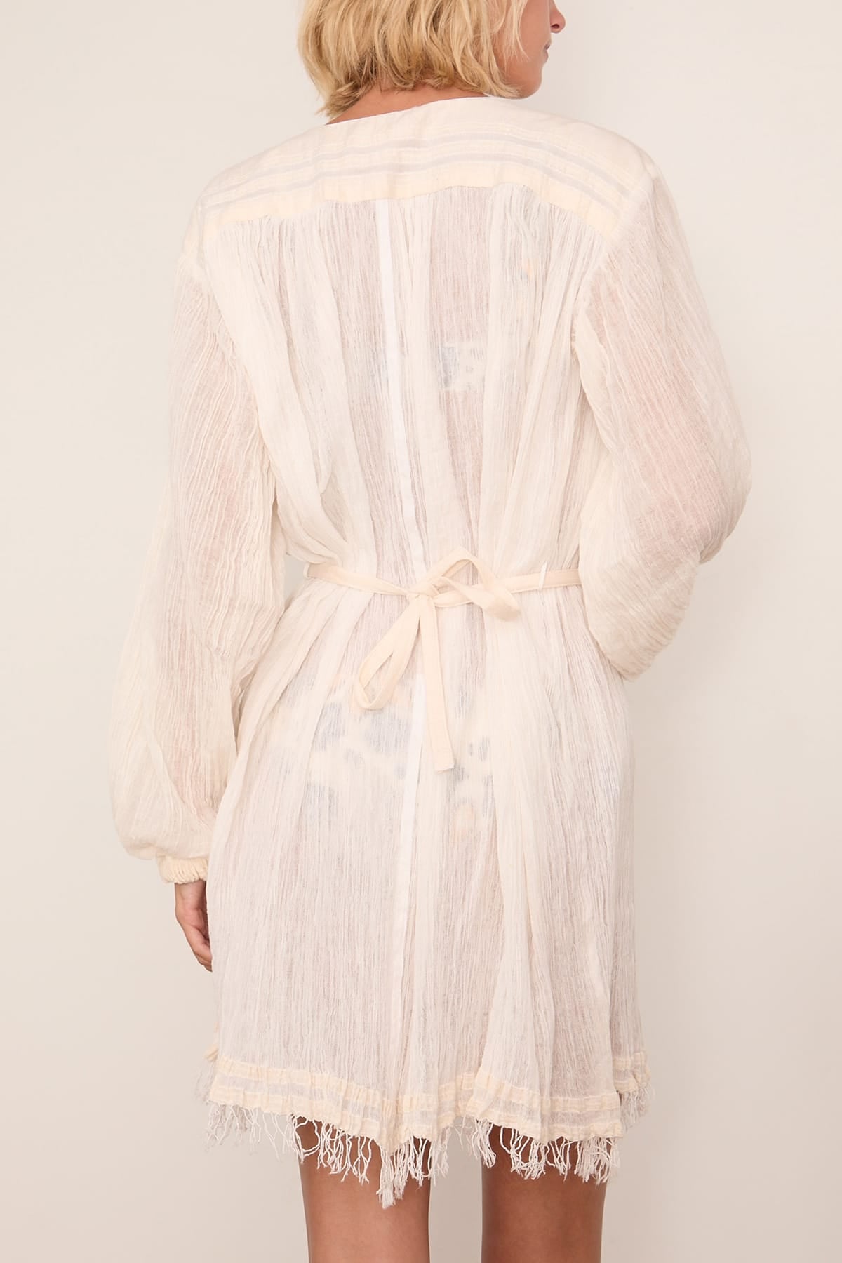 Lemlem - Lemlem Fasika Long Sleeve Dress in Lacee Cream M/L