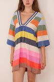 Lemlem Belkis V-Neck Caftan in Pariti Fiesta