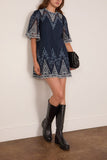 Sea Vali Embroidered Mini Dress in Blue