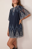Sea Vali Embroidered Mini Dress in Blue