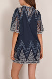 Sea Vali Embroidered Mini Dress in Blue