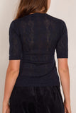 Sea Jane Argyle Short Sleeve Crew Sweater in Navy