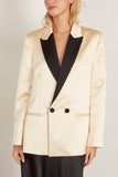 Forte Forte Contemporary Duchess Block Color Tuxedo Jacket in Ivory