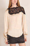 Isabel Marant Azare Satin Top in Champagne