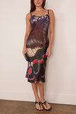Staud Evangeline Silk Midi Dress in Butterfly Fuchsia