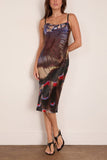 Staud Evangeline Silk Midi Dress in Butterfly Fuchsia
