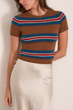 Staud Easy Cashmere Tee in Savoy Stripe