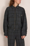 Staud Eugene Jacket in Ink Blue Plaid