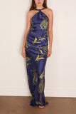 Staud Charli Silk Dress in Tapestry Midnight