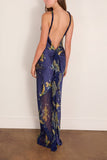 Staud Charli Silk Dress in Tapestry Midnight