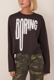 Askk NY Cropped Long Sleeve Printed Tee in Boring