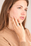 Stoned Fine Jewelry Bepsoke Oval Paraiba Tourmaline Bloom Ring in Platinum